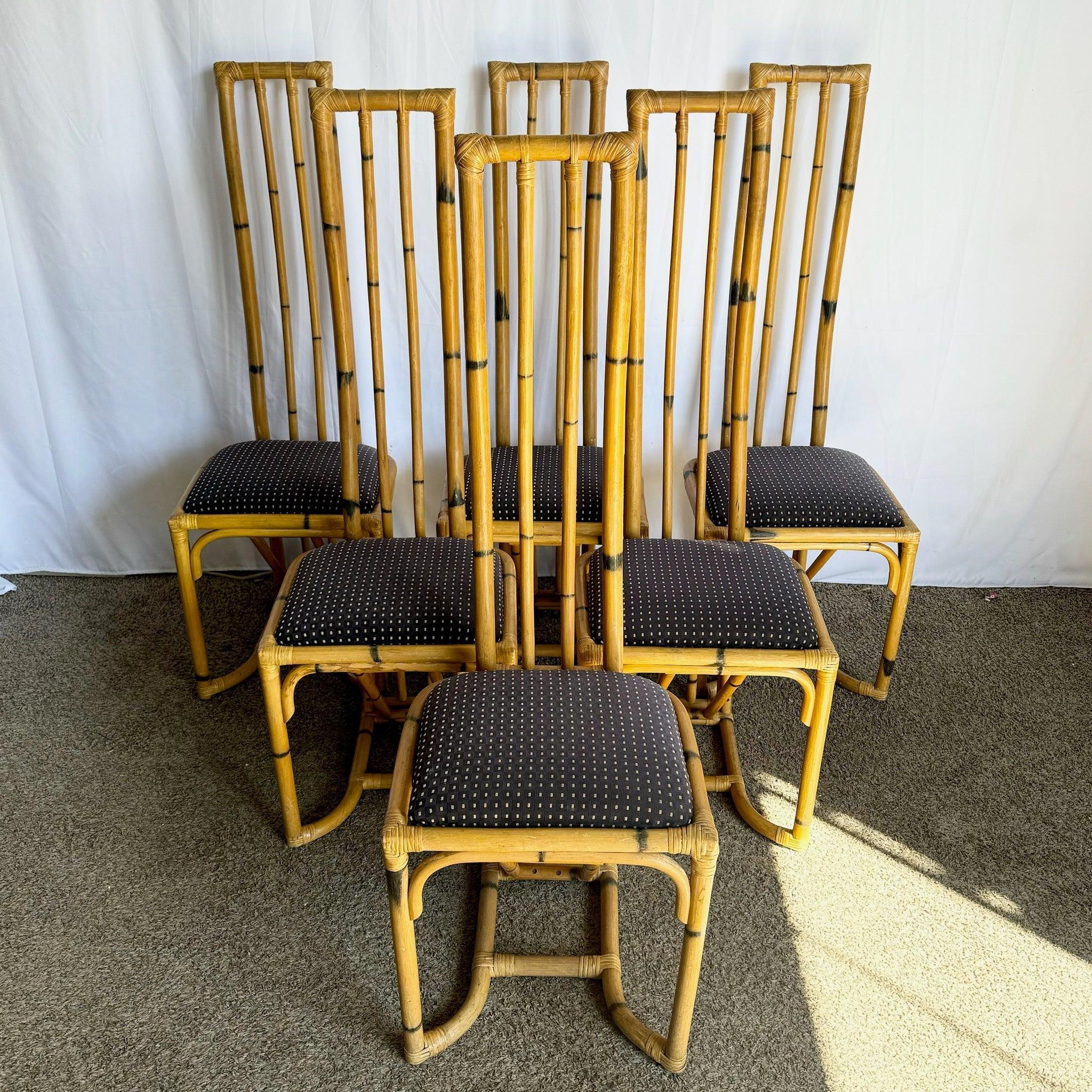 Boho Chic Esszimmerstühle aus gebogenem Bambus mit hoher Rückenlehne - 6er-Set im Angebot 2