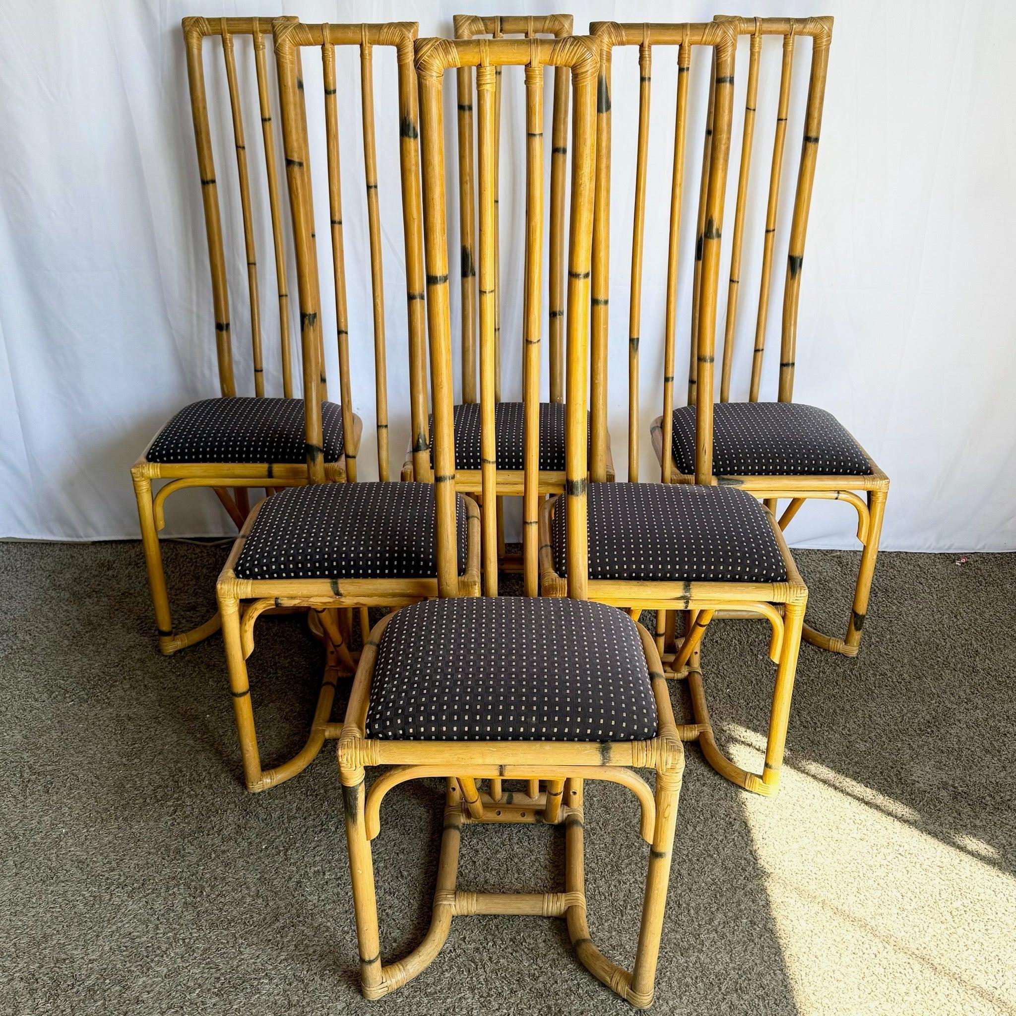 Boho Chic Esszimmerstühle aus gebogenem Bambus mit hoher Rückenlehne - 6er-Set im Angebot 4