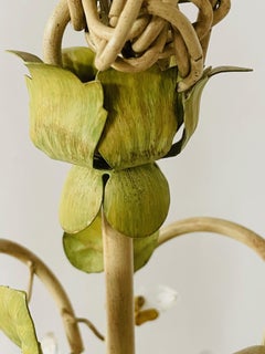 Boho Chic Italian Green Vine Style Tole Metal Chandelier