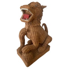 Boho Chic Large Wicker Foo Dog