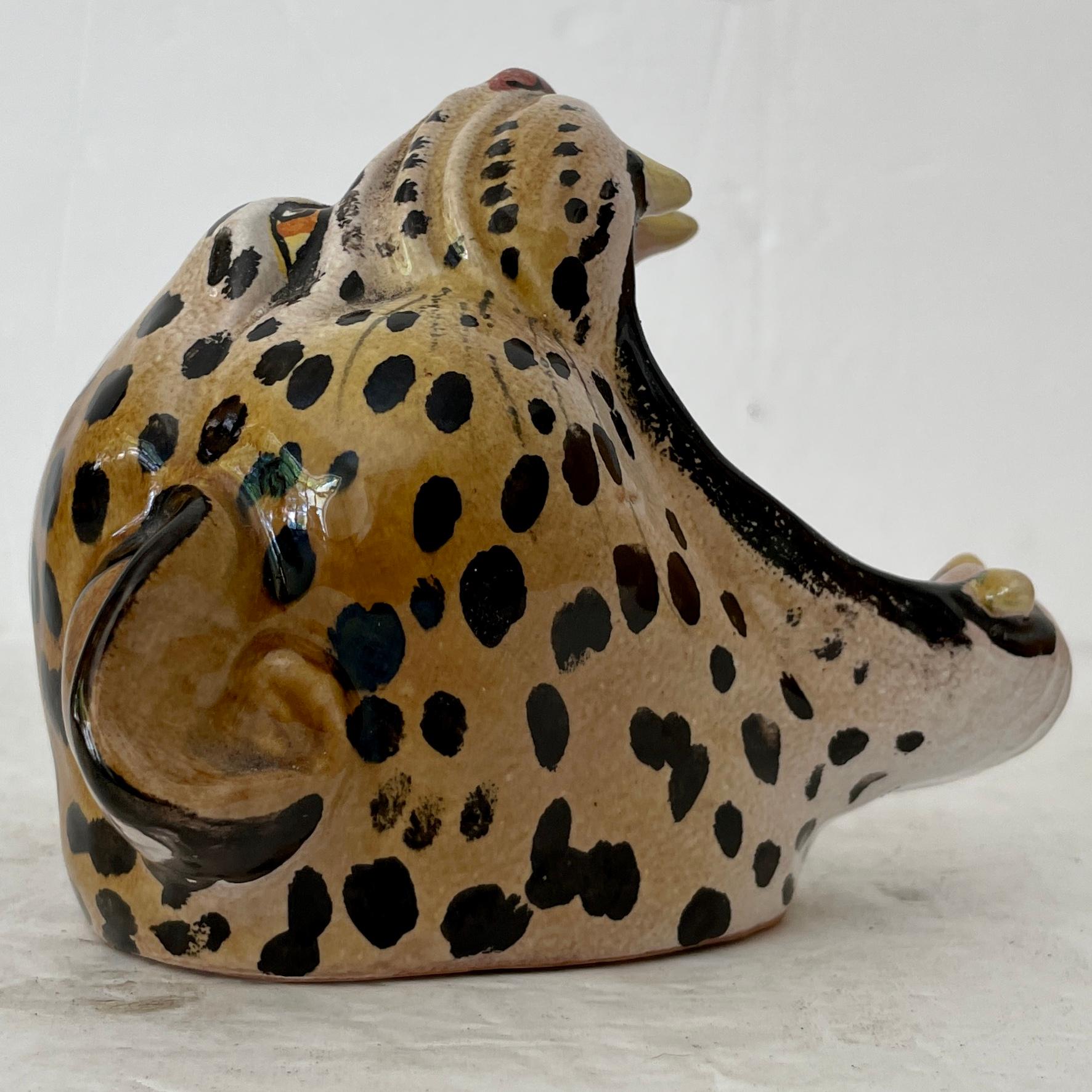 Mid-20th Century Boho Chic Leopard Ceramic Bowl