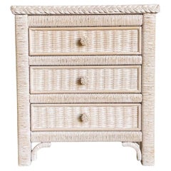 Boho Chic Lexington Wicker Rattan Glass Top Commode/Nightstand by Henry Link