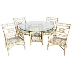 Boho Chic McGuire Style Target Back Bamboo Rattan Dining Set - 5 Pieces