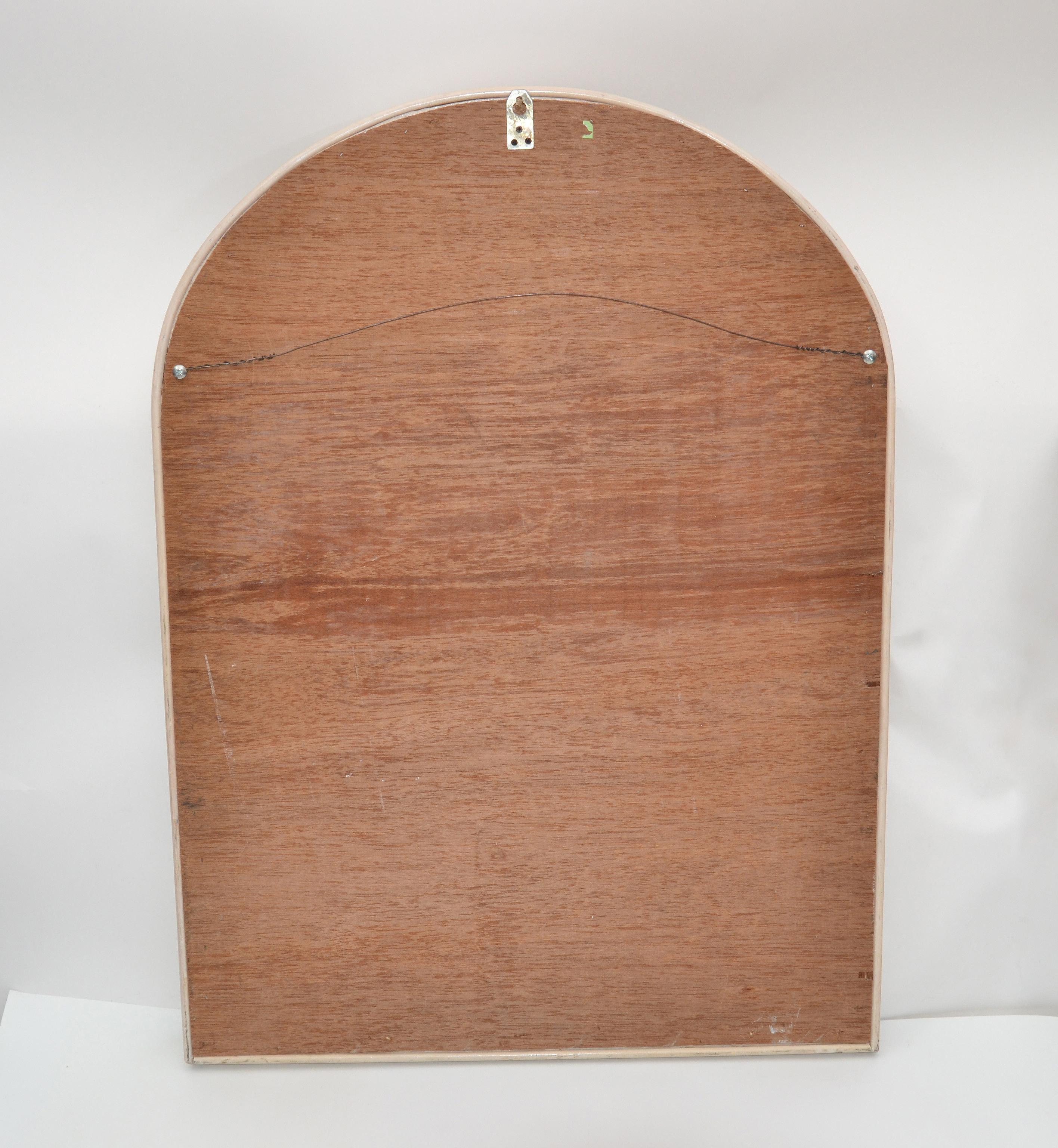 Handgefertigter Wandspiegel aus weiß gewaschenem Bleistift mit Schilf, Boho Chic, Moderne der Mitte des Jahrhunderts im Angebot 4