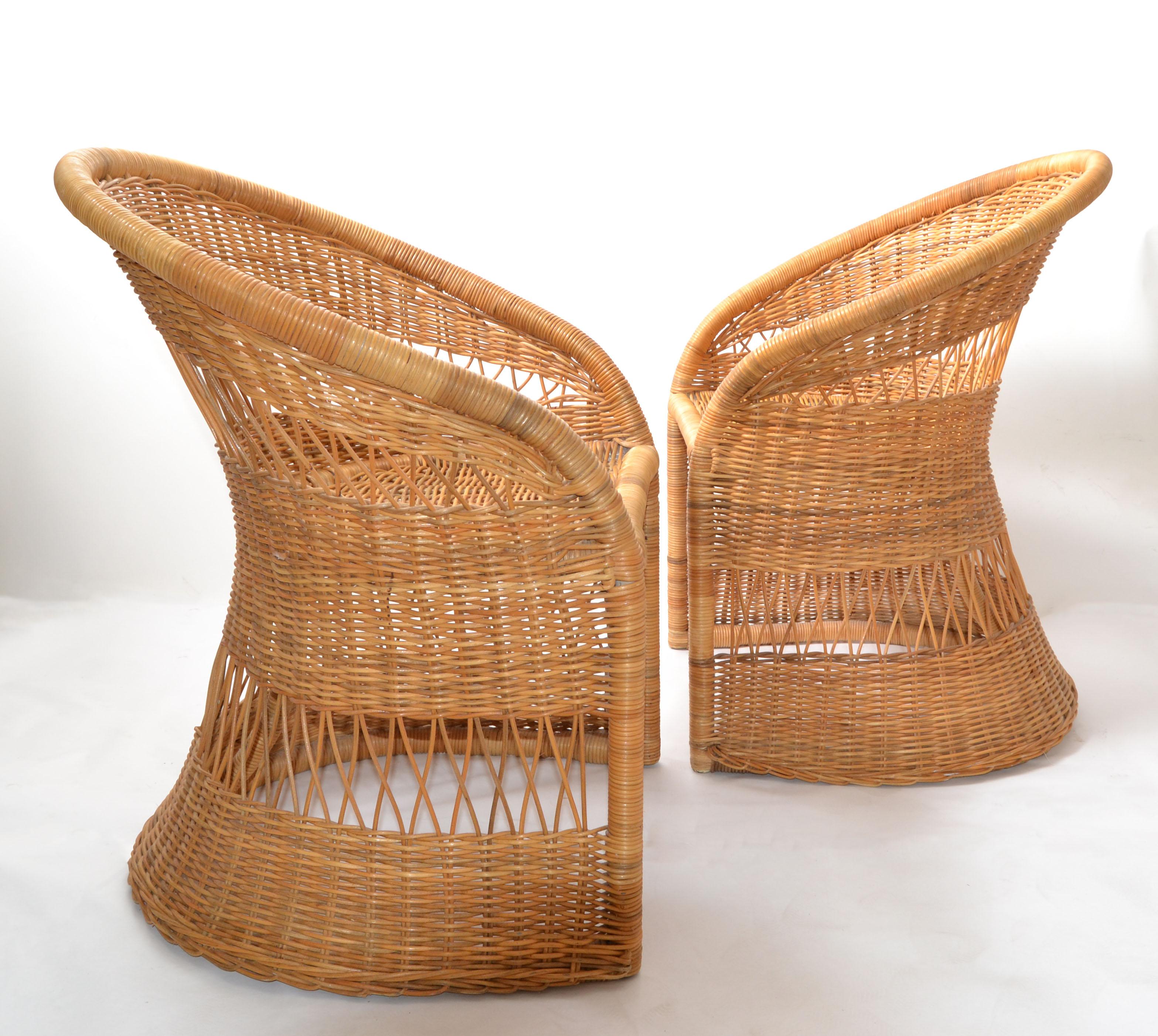 Handgefertigter Esstisch aus Bambus und Schilfrohr mit 4 Stühlen, Boho Chic, Moderne der Mitte des Jahrhunderts im Angebot 4