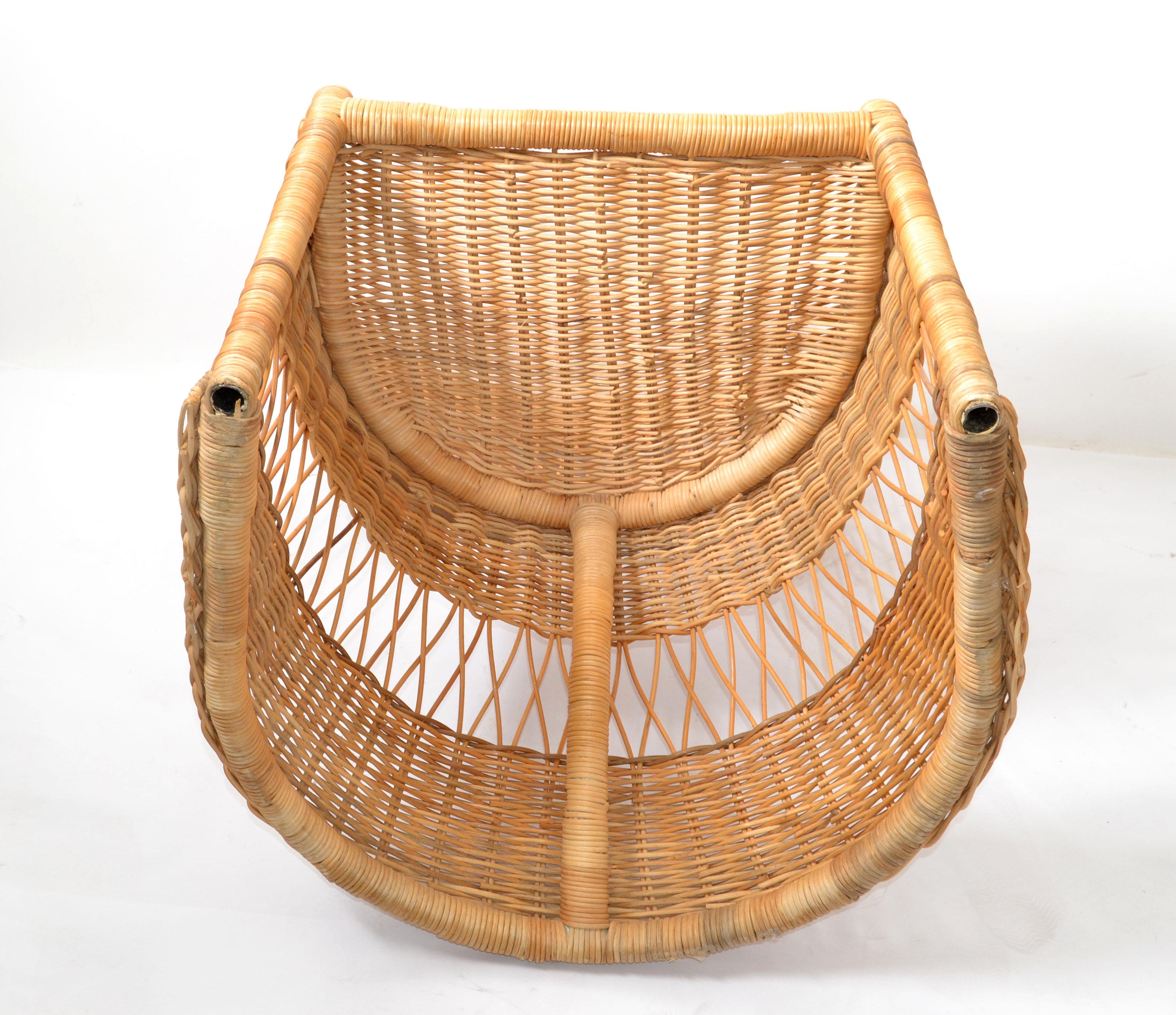 Handgefertigter Esstisch aus Bambus und Schilfrohr mit 4 Stühlen, Boho Chic, Moderne der Mitte des Jahrhunderts im Angebot 9
