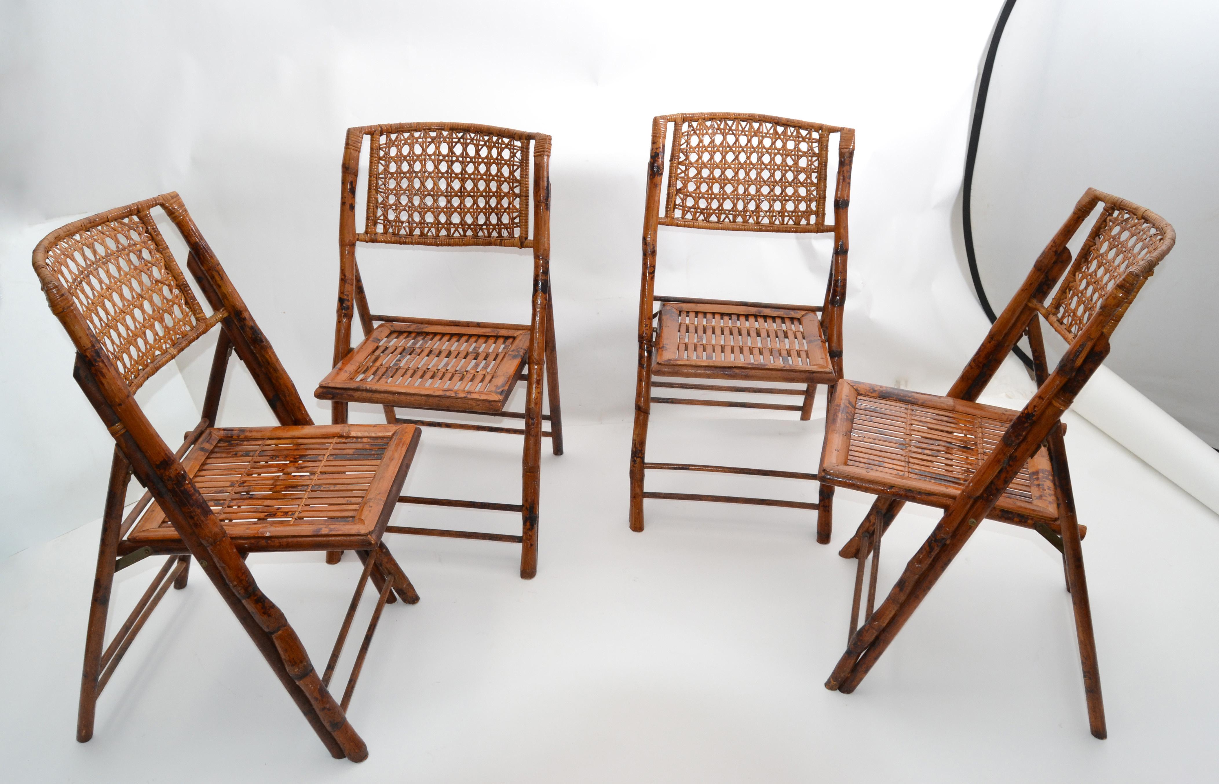 Set of 4 Bohemian style Mid-Century Modern handcrafted bamboo and cane folding chairs.
The Bistro chairs are comfortable, sturdy and easy to store.
The matching Bistro table is in our other Listings, Ref:LU886321644932.
Please take a