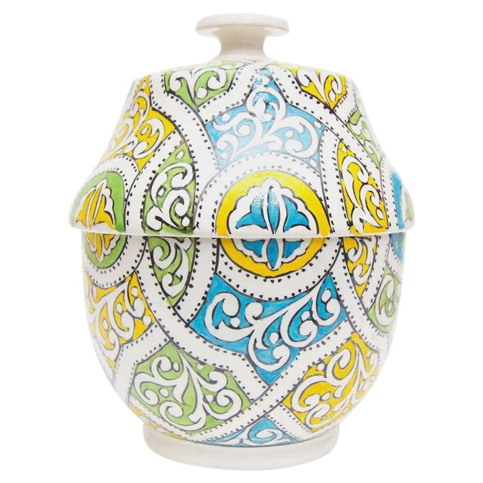 Boho Chic Moroccan Design Handmade Ceramic Urn or Jar