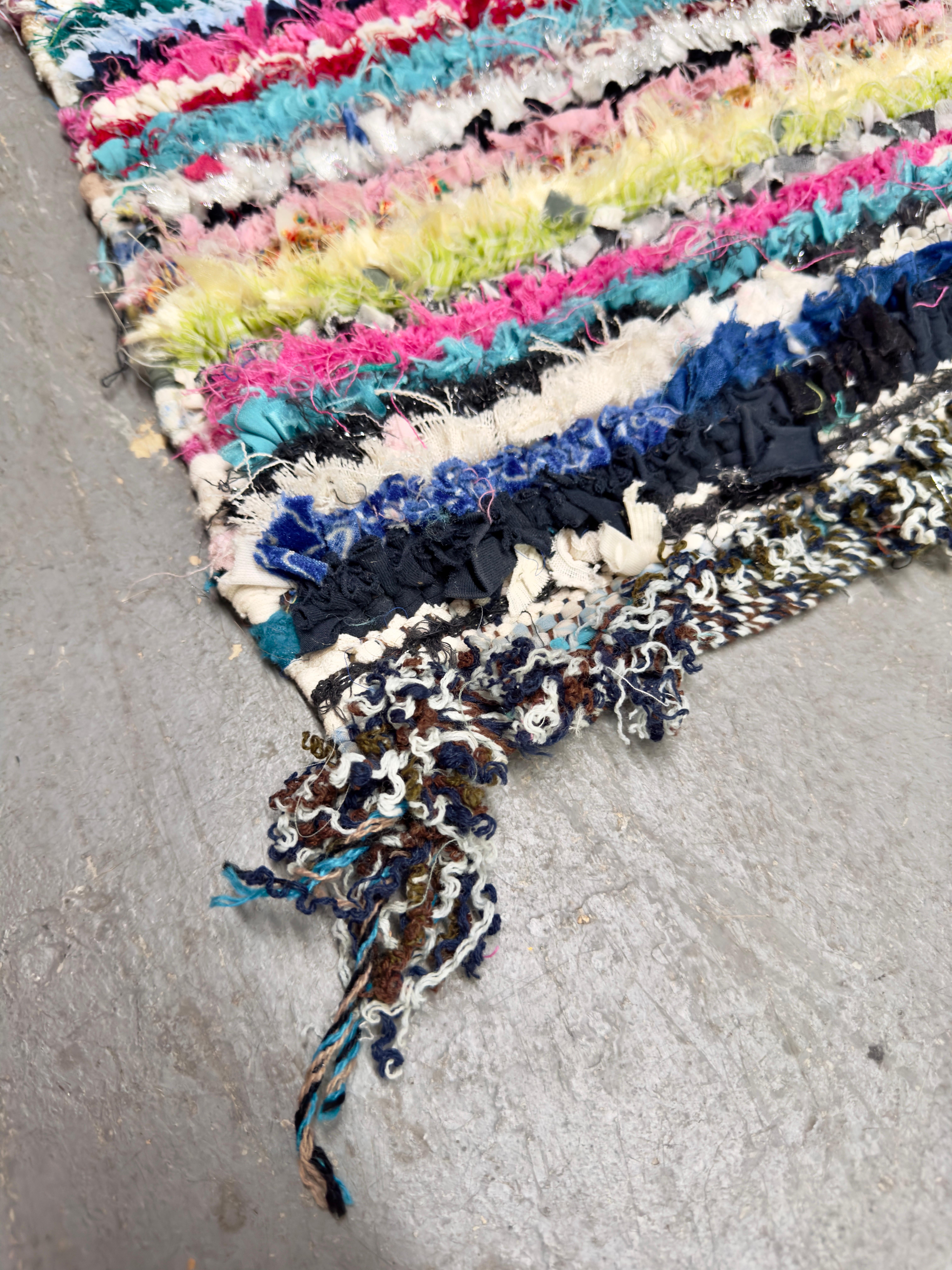 Hand-Woven Boho Chic Moroccan Multi-color Stripe Design Small Rug or Carpet For Sale