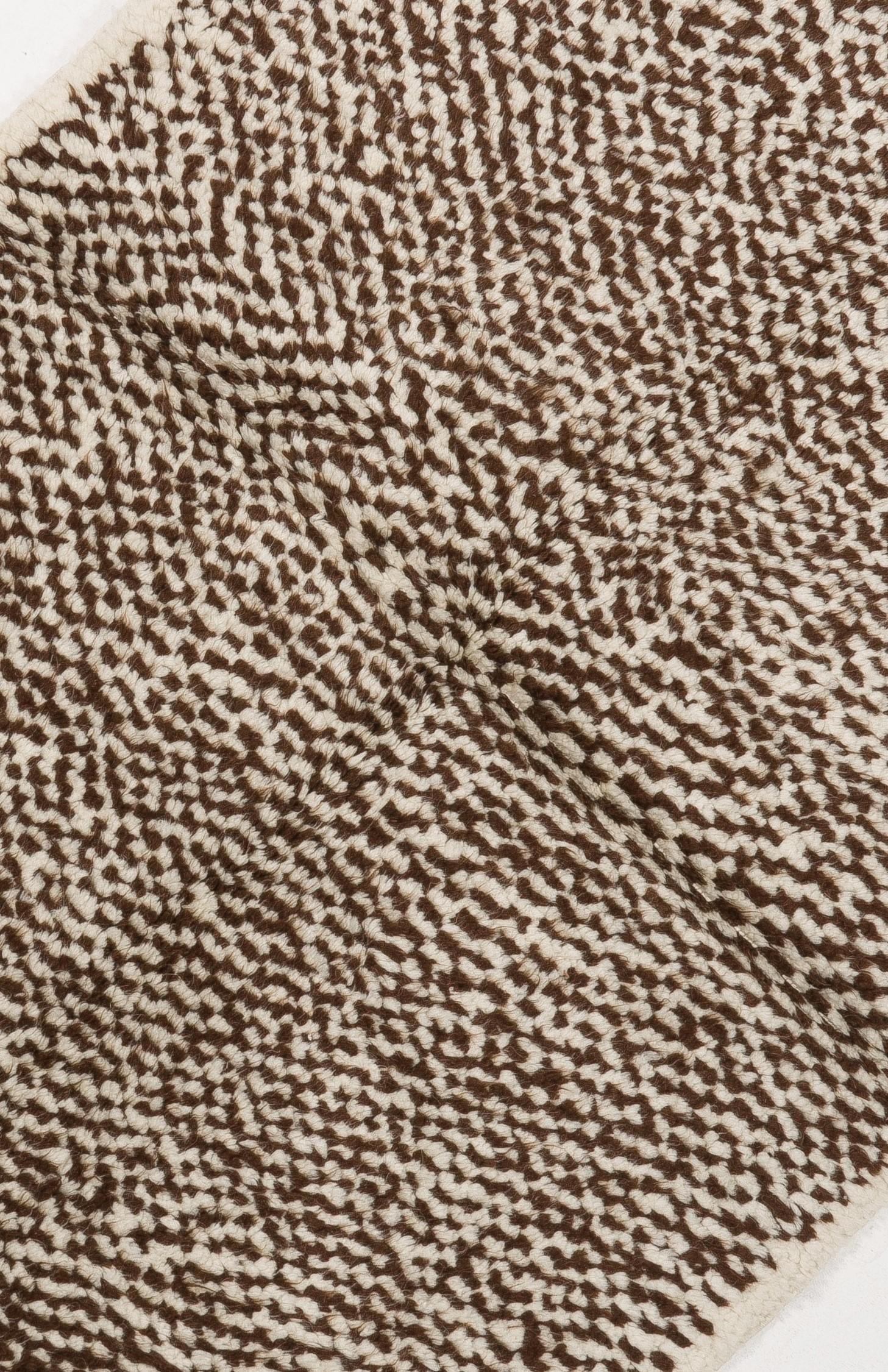 Tulu Rug, 100% Natural Un-Dyed Wool. Cream and Brown. Custom Options Available  In Good Condition In Philadelphia, PA