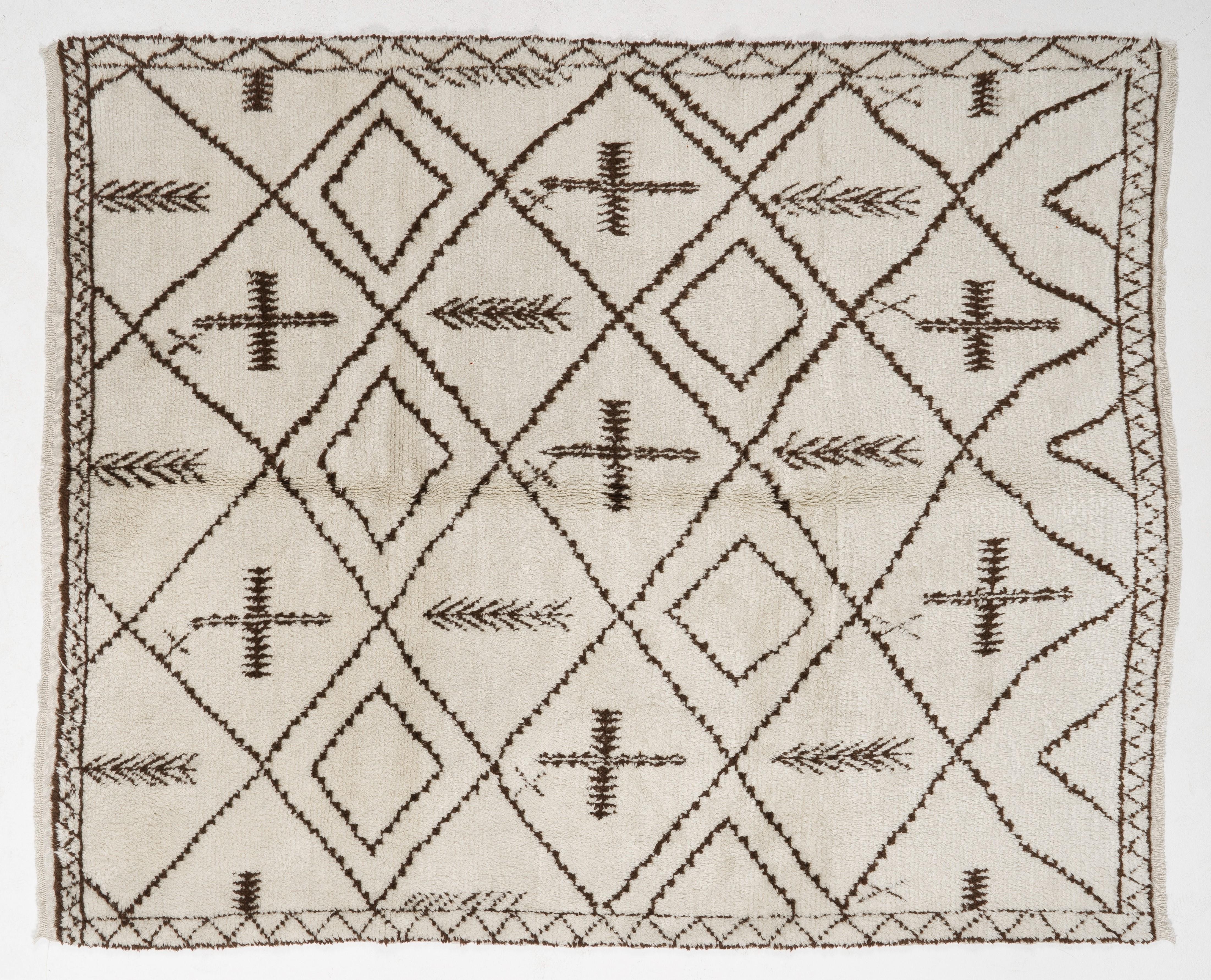 8x10 Ft handgeknüpfter marokkanischer Teppich:: 100% natürliche ungefärbte Wolle:: Custom Ops Avl. (Marokkanisch) im Angebot