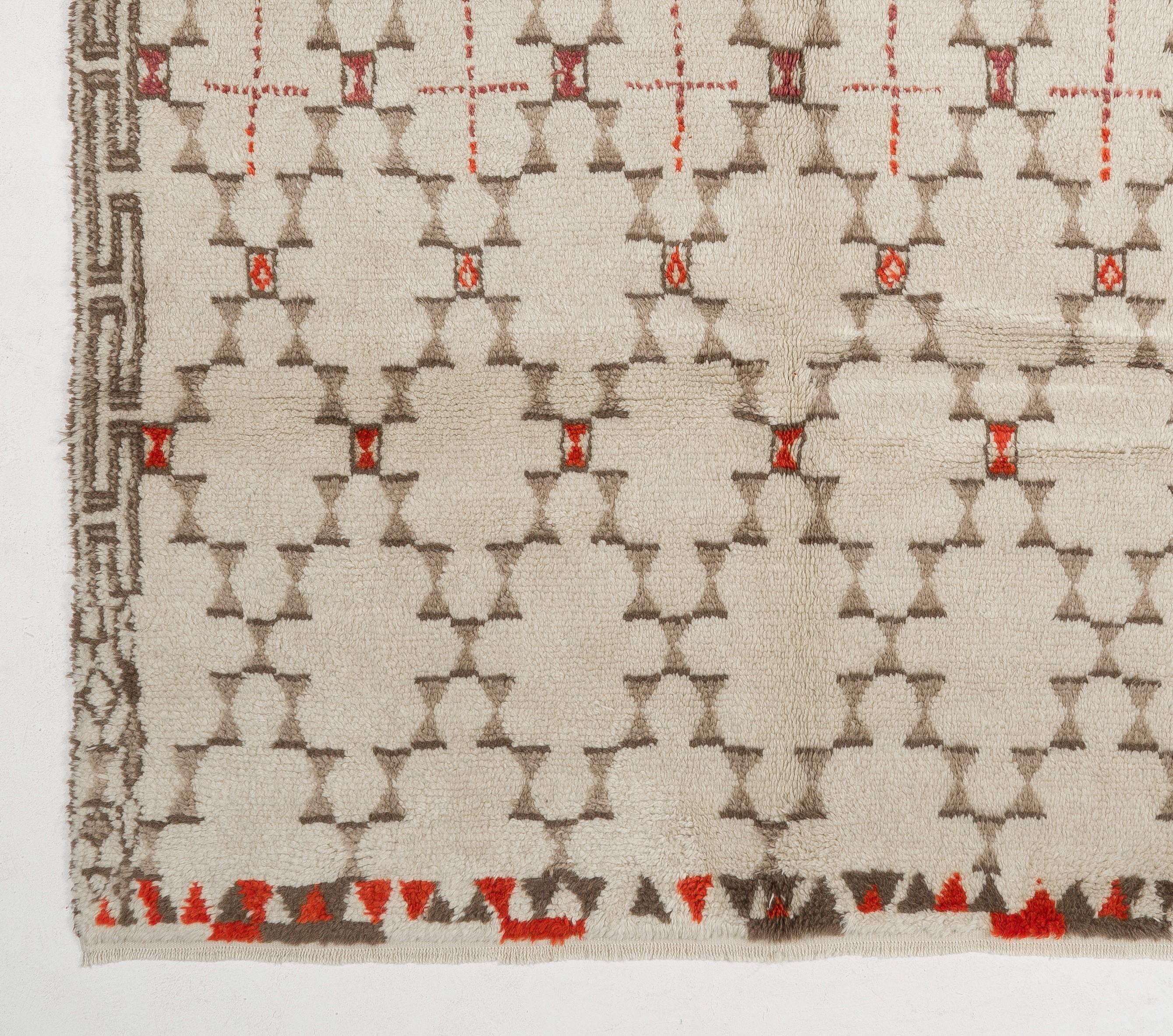 Hand-Knotted 8x10 Ft New Moroccan Rug, 100% NATURAL Un-dyed WOOL. CUSTOM OPTIONS Available For Sale