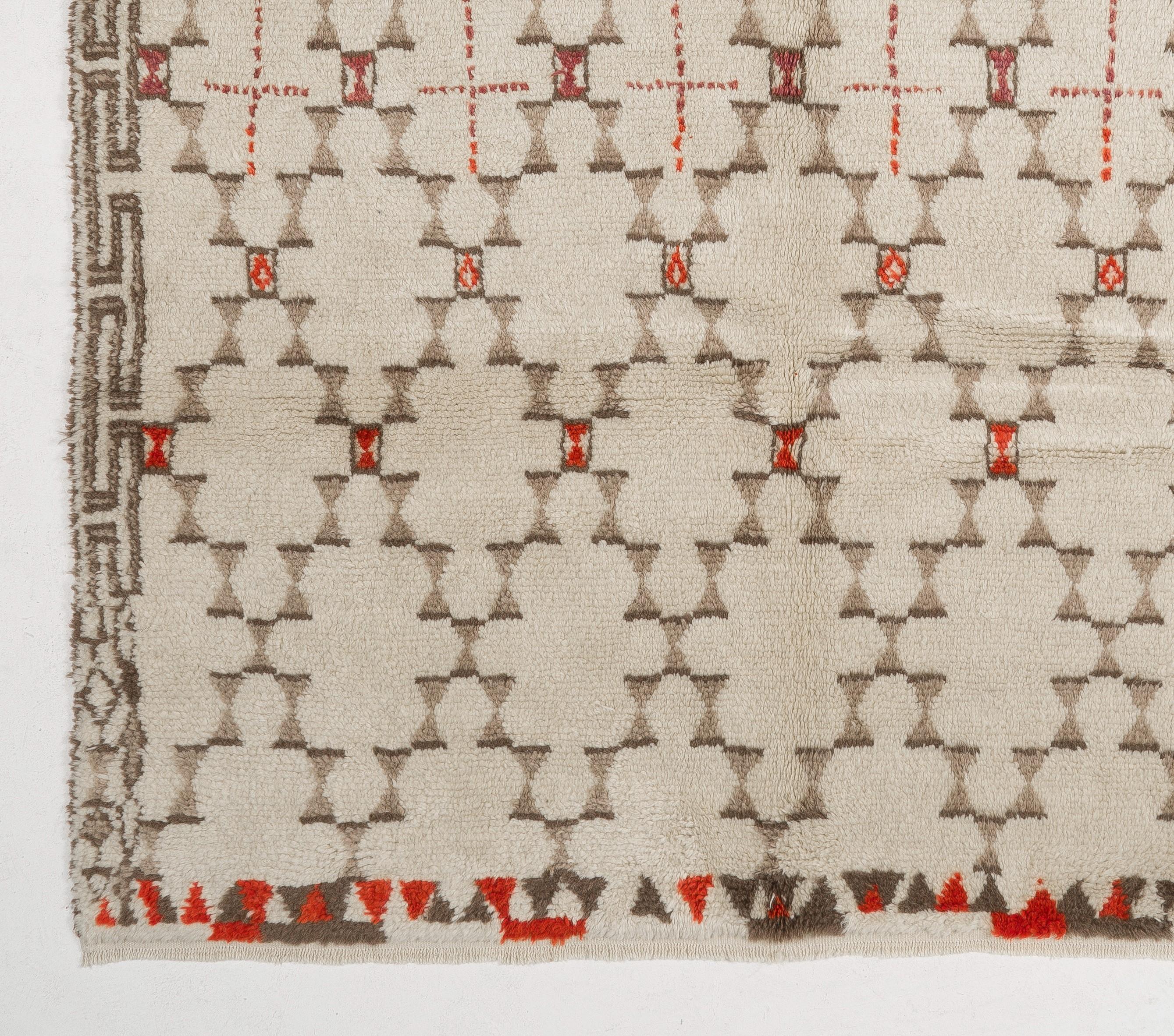 Hand-Knotted 8x10 Ft New Moroccan Rug, 100% NATURAL Un-dyed WOOL. CUSTOM OPTIONS Available