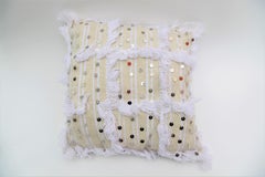 Boho Chic Moroccan Wool White Wedding Pillow, a Pair