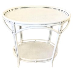 Boho Chic Oval Rattan Bar Table White Lacquer