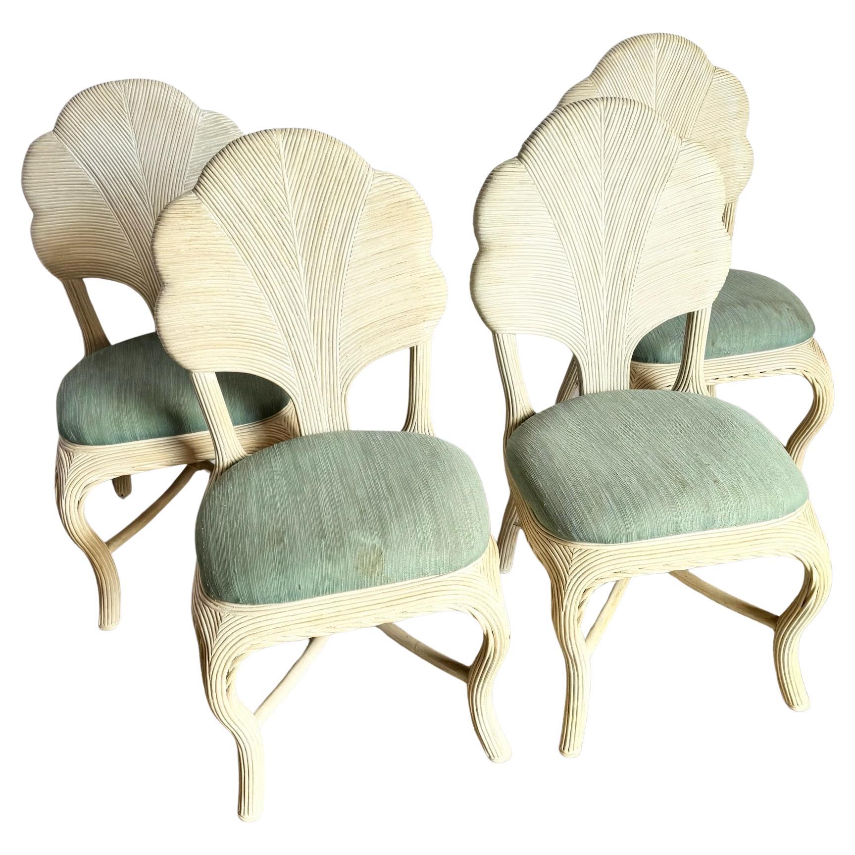 Boho Chic Bleistift Lesen Blatt zurück Esszimmerstühle - Set von 4