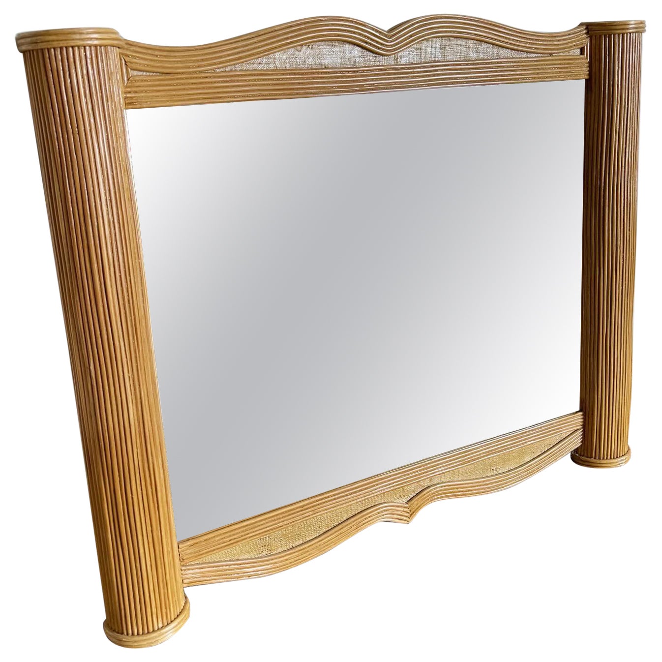 Boho Chic Pencil Reed and Grass Cloth Wall Mirror