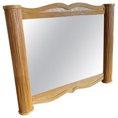 Boho Chic Pencil Reed and Grass Cloth Wall Mirror