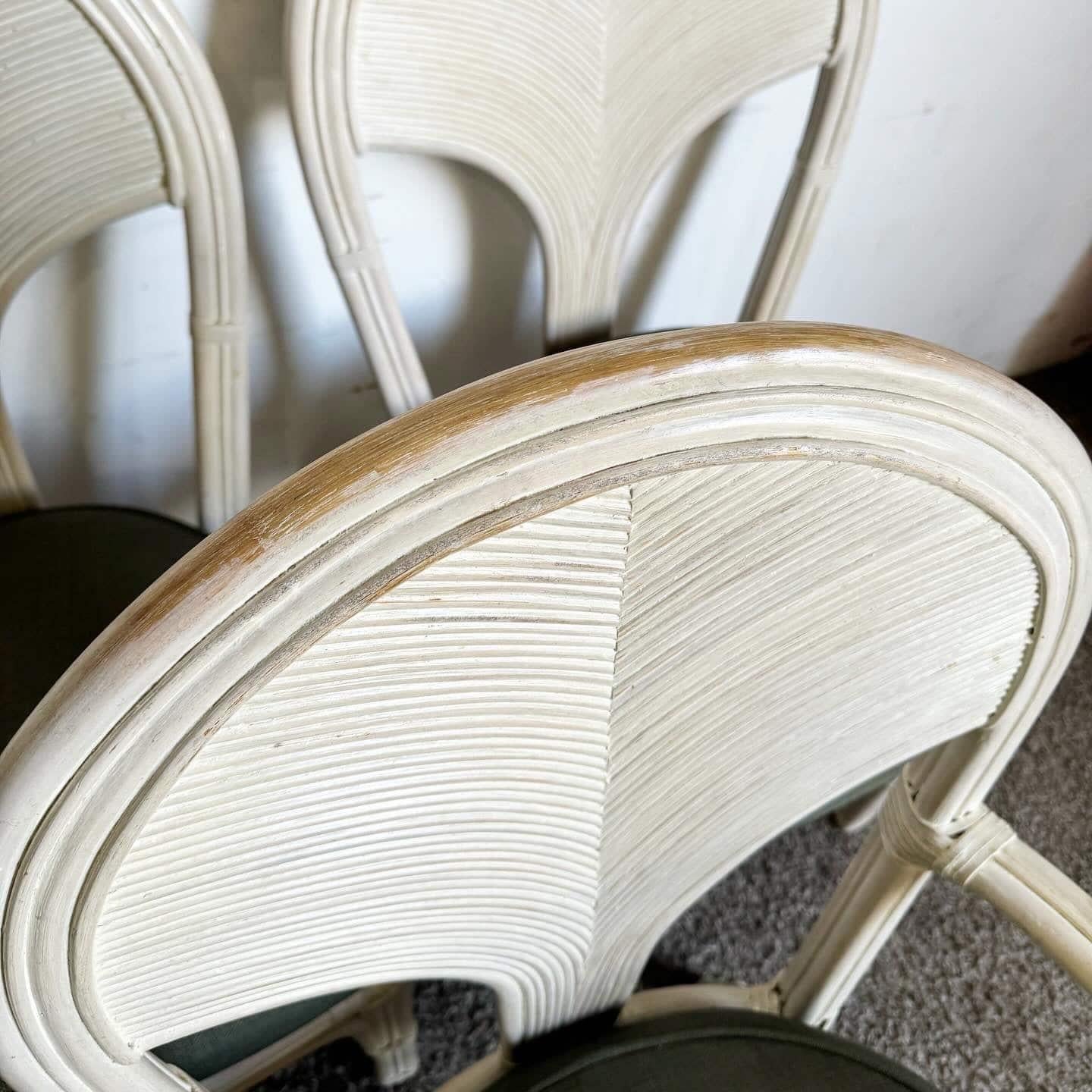 Late 20th Century Boho Chic Pencil Reed and Rattan Dining Chairs - Set of 6