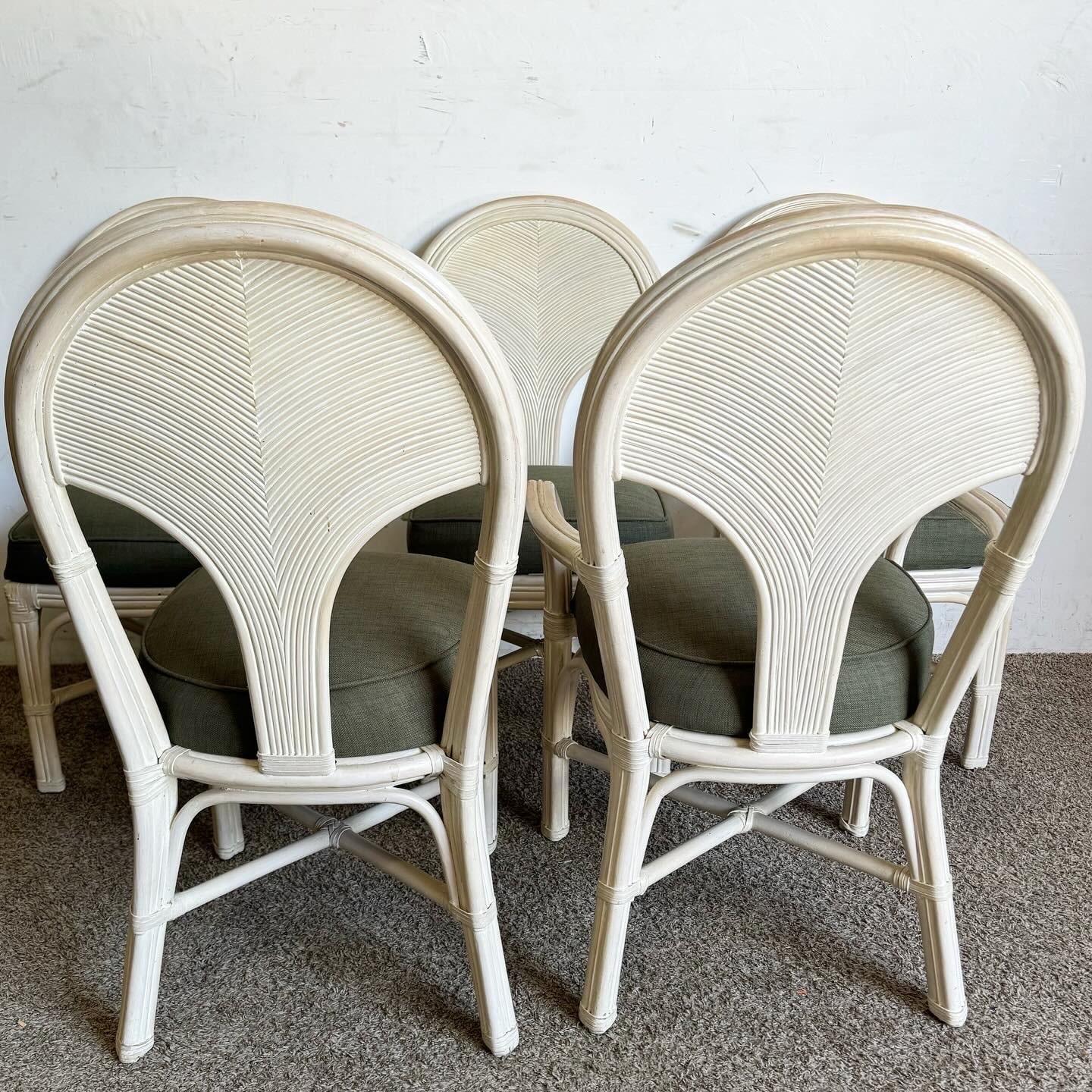 Boho Chic Pencil Reed and Rattan Dining Chairs - Set of 6 2