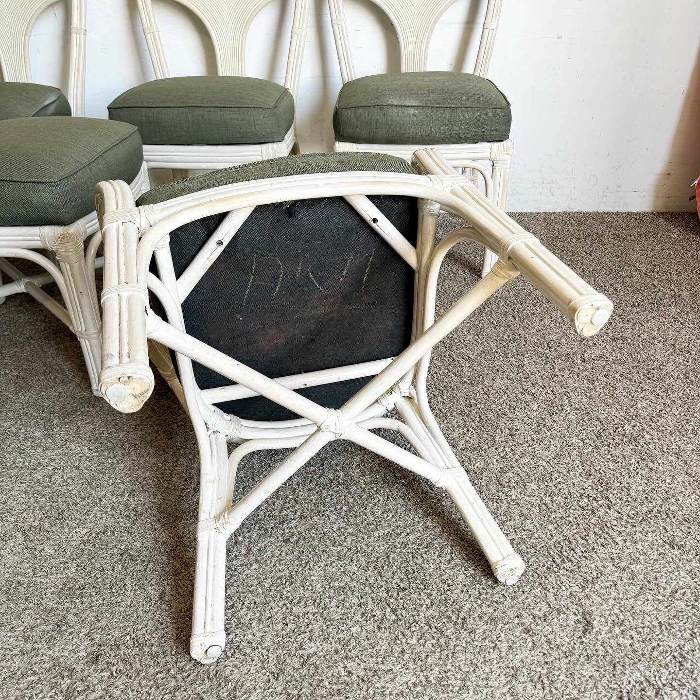 Boho Chic Pencil Reed and Rattan Dining Chairs - Set of 6 3