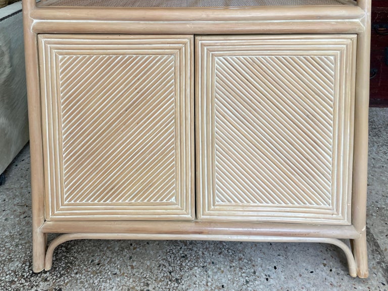 Boho Chic Pencil Reed Arch Top Etagere with Lower Cabinet For Sale at ...