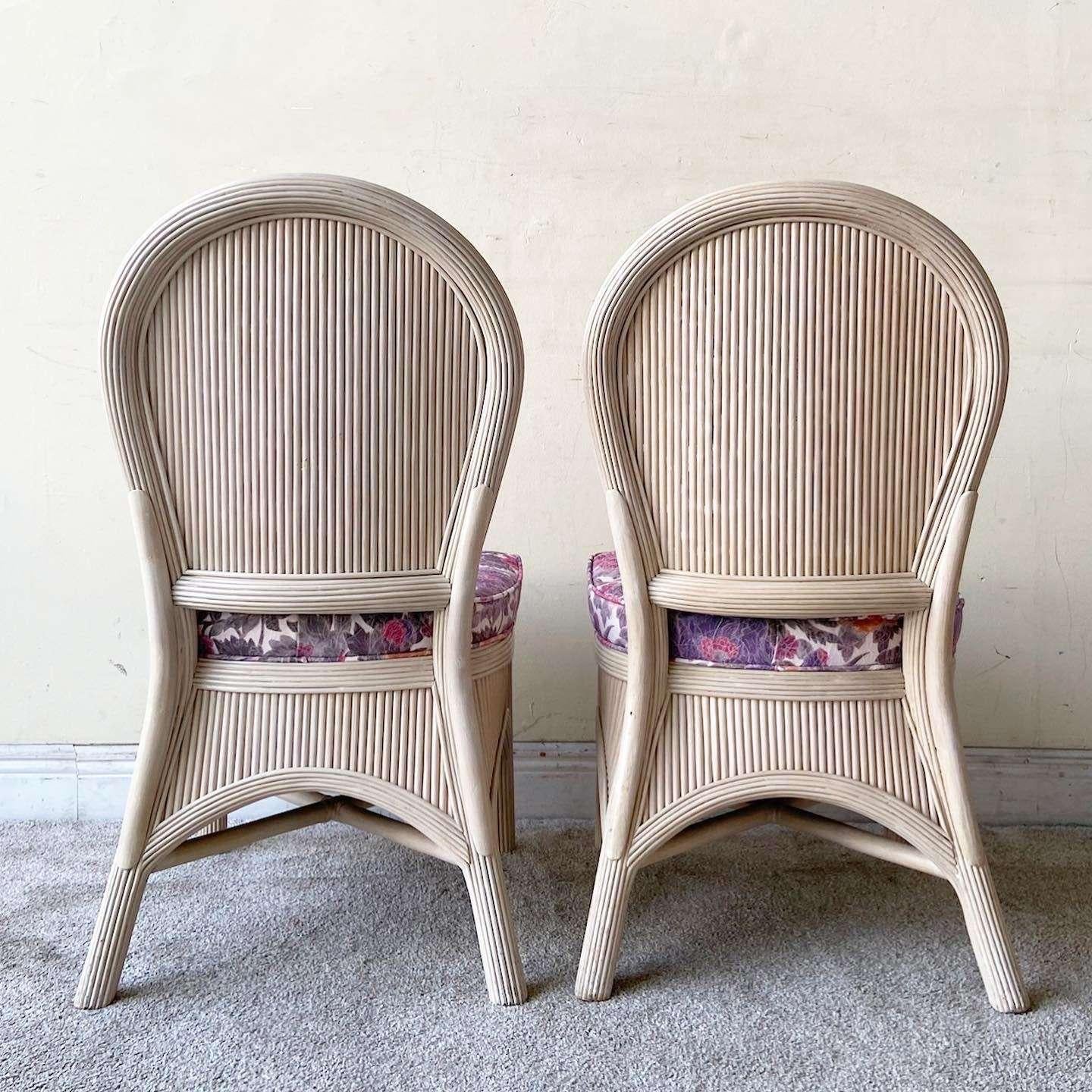 Boho Chic Pencil Reed Dining Chairs For Sale 2