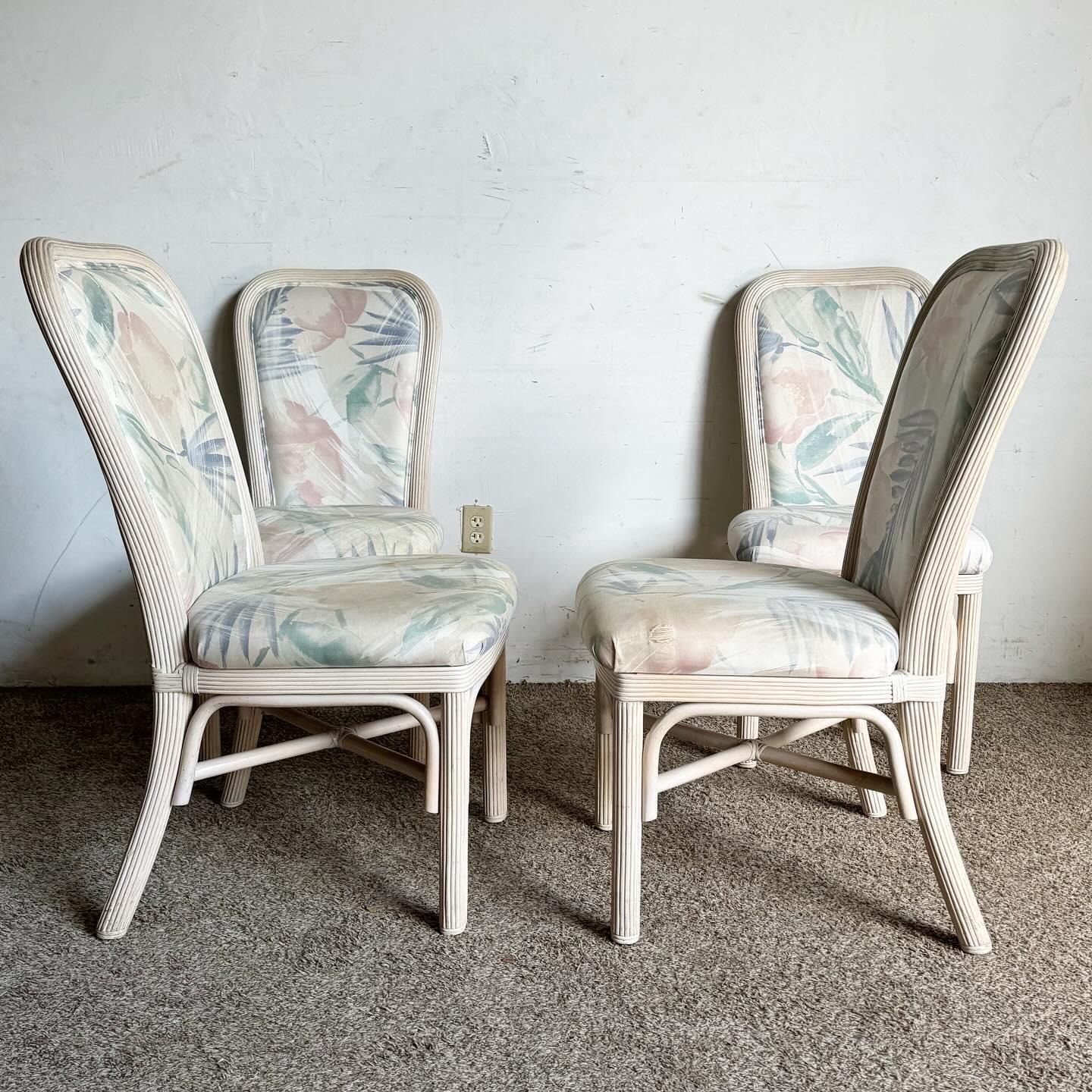 Sedie da pranzo Boho Chic con canne a matita - Set di 4 in vendita 1