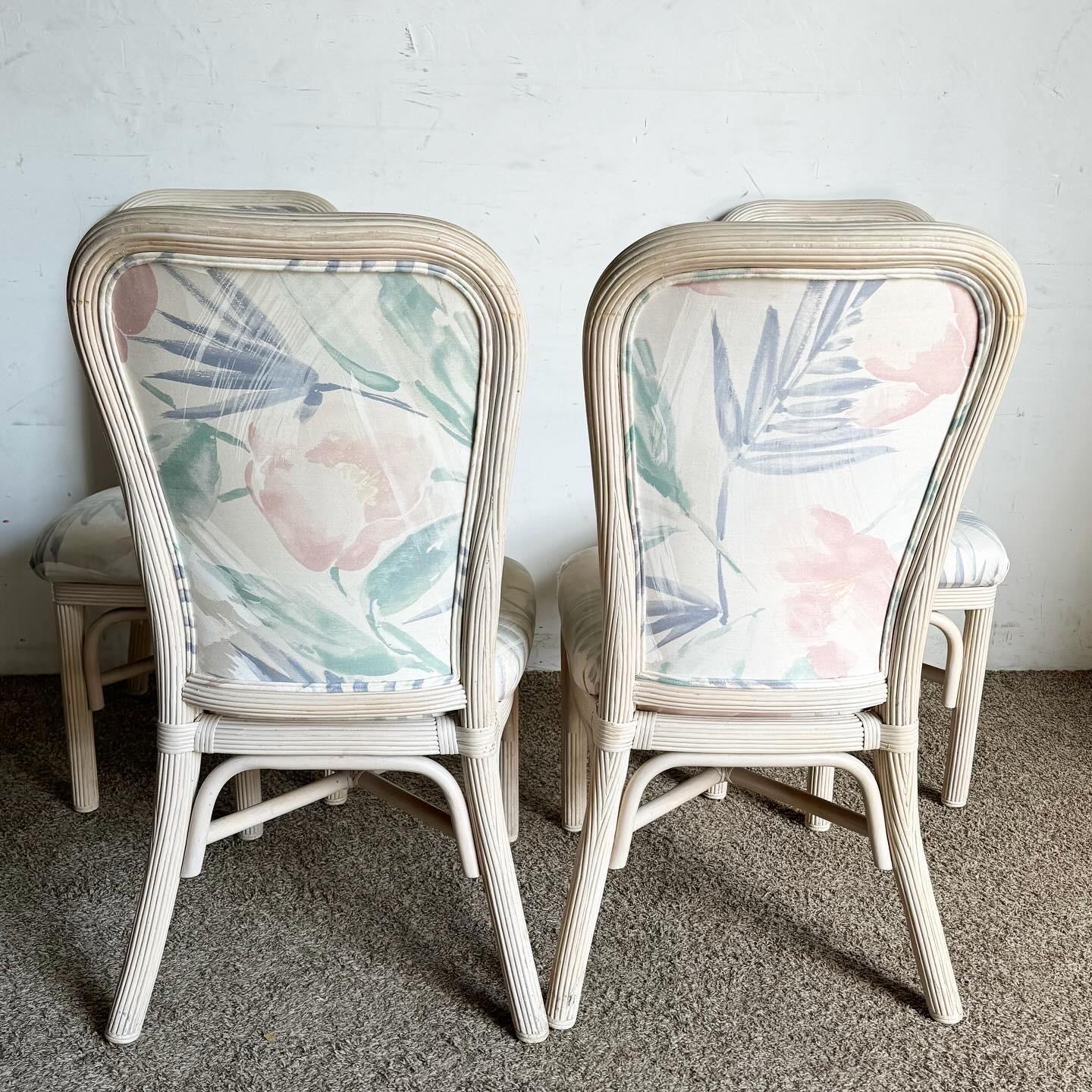 Sedie da pranzo Boho Chic con canne a matita - Set di 4 in vendita 3