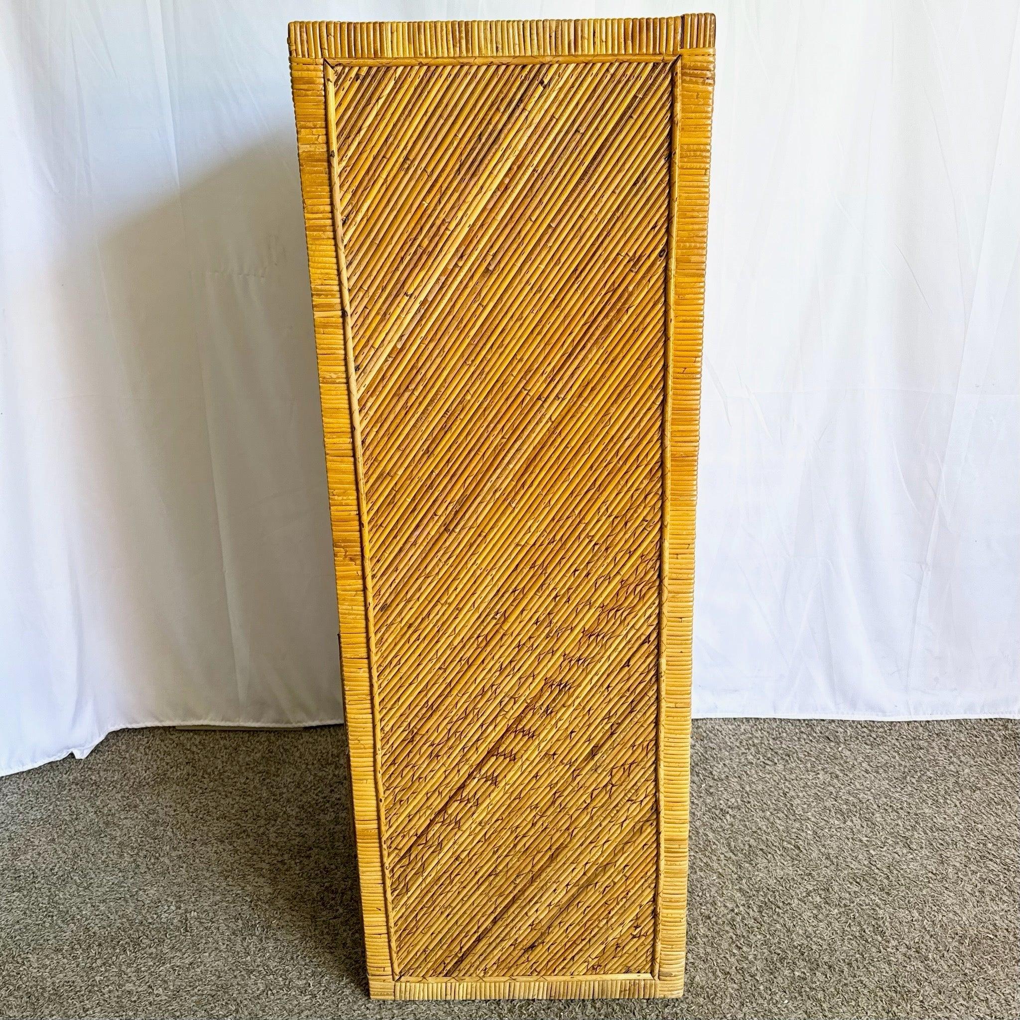 Boho Chic Pencil Reed Highboy/Lingerie Armoire Gabriella Crespi Style For Sale 2