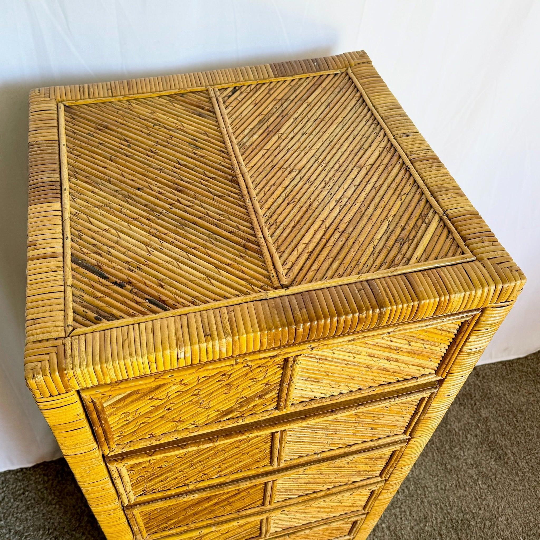 Boho Chic Pencil Reed Highboy/Lingerie Armoire Gabriella Crespi Style For Sale 4