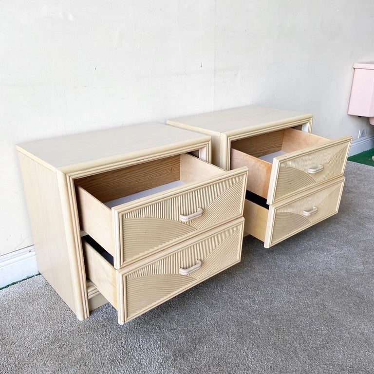 Boho Chic Pencil Reed Nightstands by Lea Furniture a Pair For Sale at