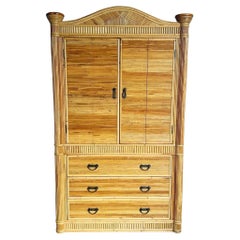 Boho Chic Pencil Reed Rattan Armoire