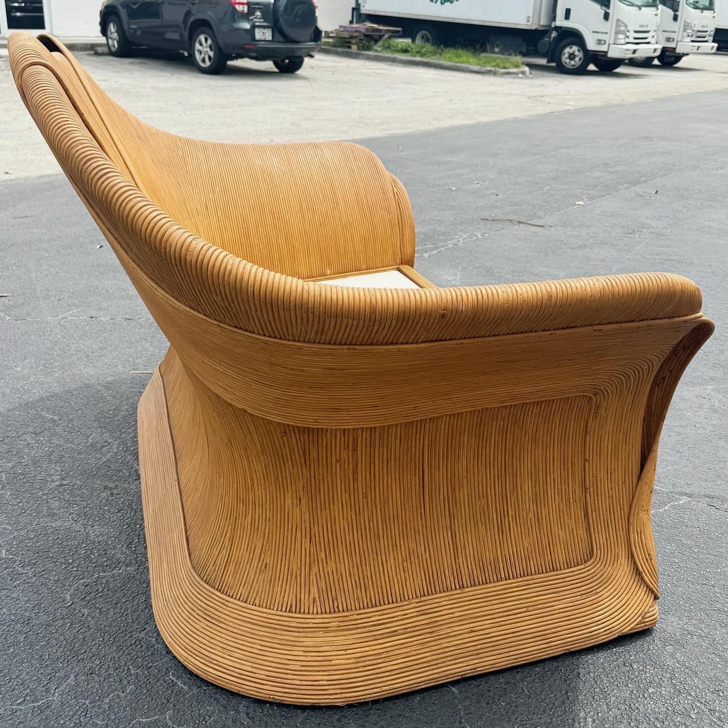 Boho Chic Pencil Reed Ribbon Love Seat Sofa For Sale 5