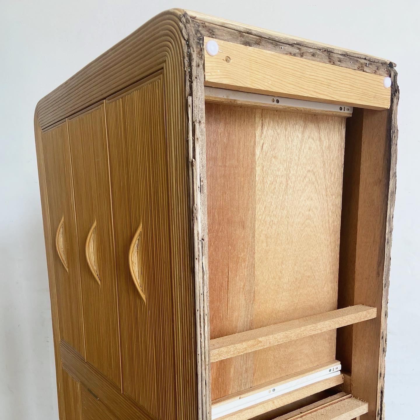 Boho Chic Pencil Reed Waterfall Dresser In Good Condition For Sale In Delray Beach, FL
