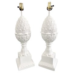 Retro Boho Chic Pineapple Table Lamps, a Pair