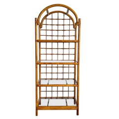 Boho Chic Rattan 4 Tier Smoked Glass Etagere