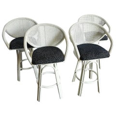 Sgabelli Boho Chic in rattan e canna da zucchero con schienale in canna - Set da 4