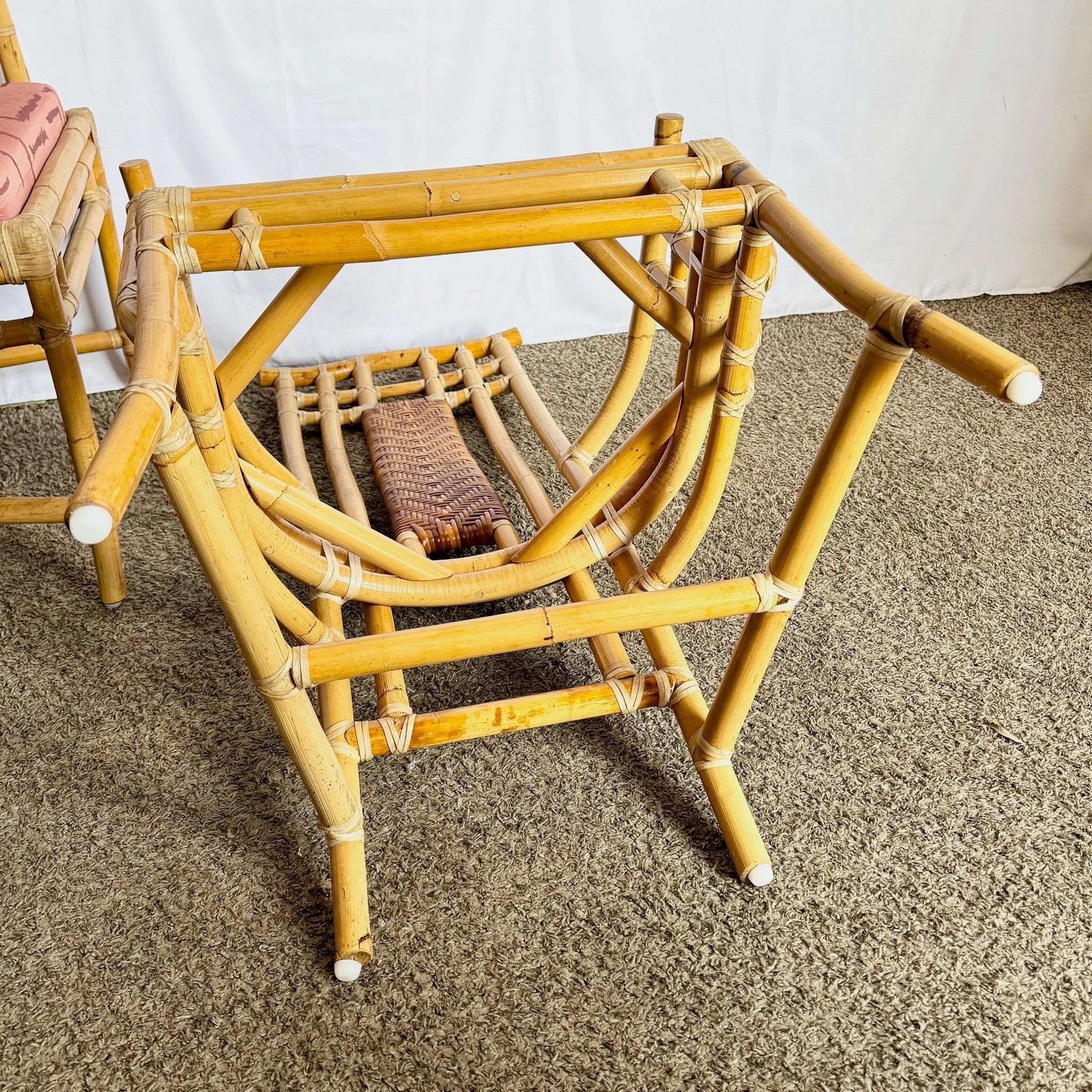 Boho Chic Rattan and Wicker High Back Dining Arm Chairs For Sale 3