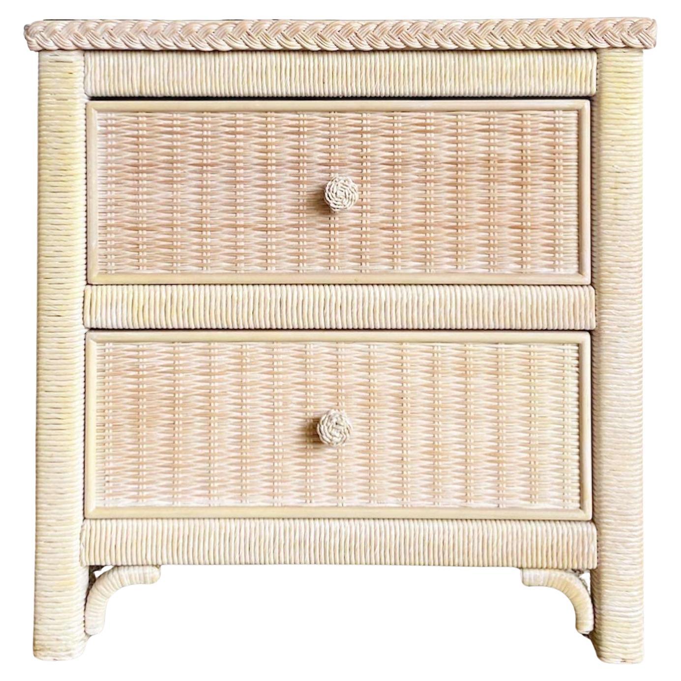 Boho Chic Rattan and Wicker Nightstand by Henry Link