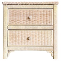 Boho Chic Rattan and Wicker Nightstand by Henry Link