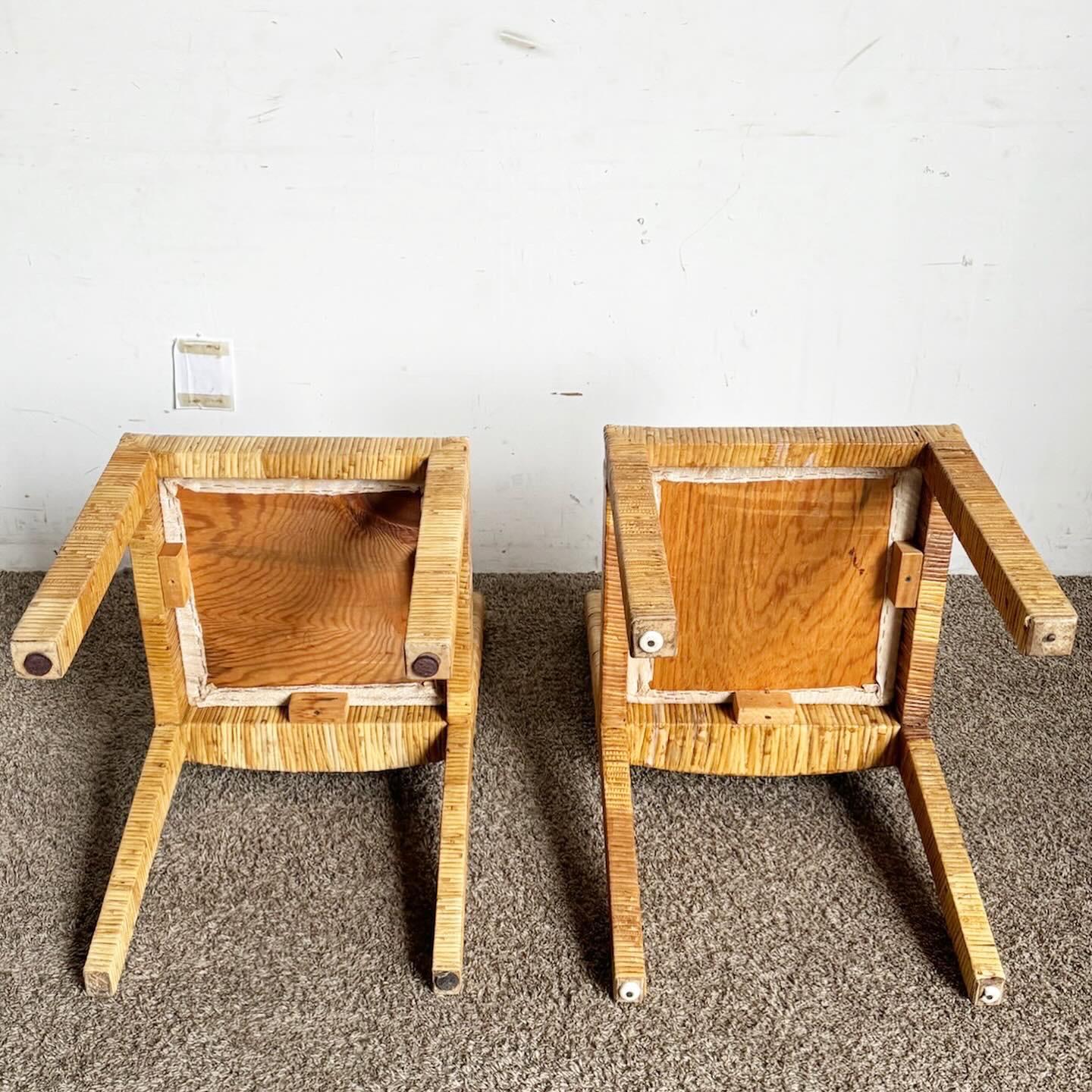 Boho Chic Parsons Esszimmerstühle aus Rattan und Korbweide aus Korbweide - 4er-Set (Böhmisch) im Angebot
