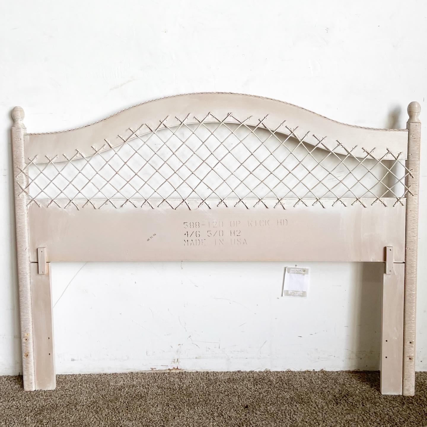 American Boho Chic Rattan and Wicker Queen Headboard by Henry Link For Sale