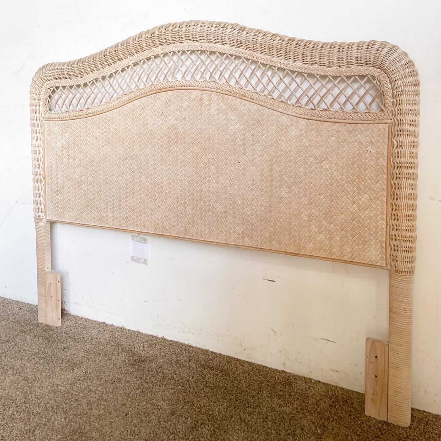 Embrace the essence of bohemian style with the Bohemian Rattan Wicker Queen Headboard. Intricately woven with rattan and wicker, this headboard offers a natural, organic touch. Its detailed patterns and warm textures add sophistication, making it a