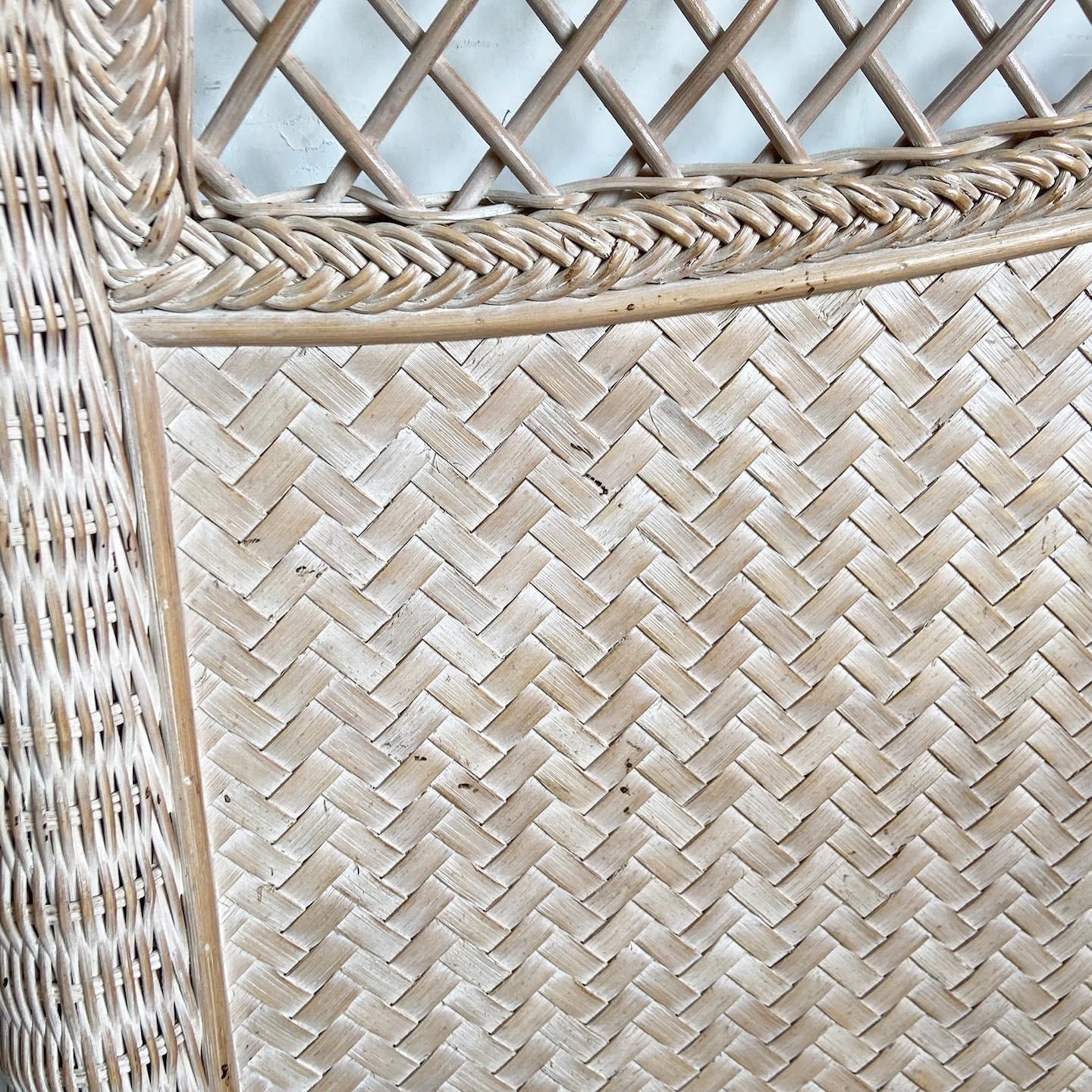 Boho Chic Rattan and Wicker Queen Headboard For Sale 1
