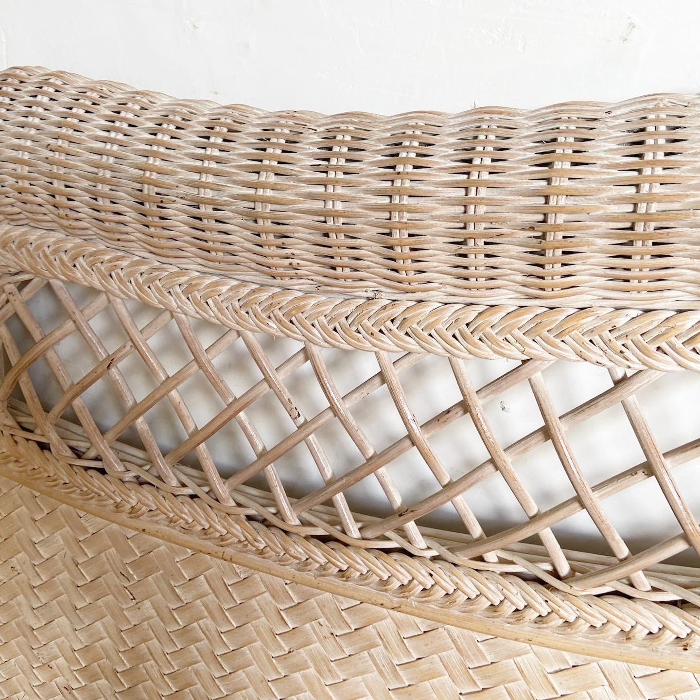 Boho Chic Rattan and Wicker Queen Headboard For Sale 3