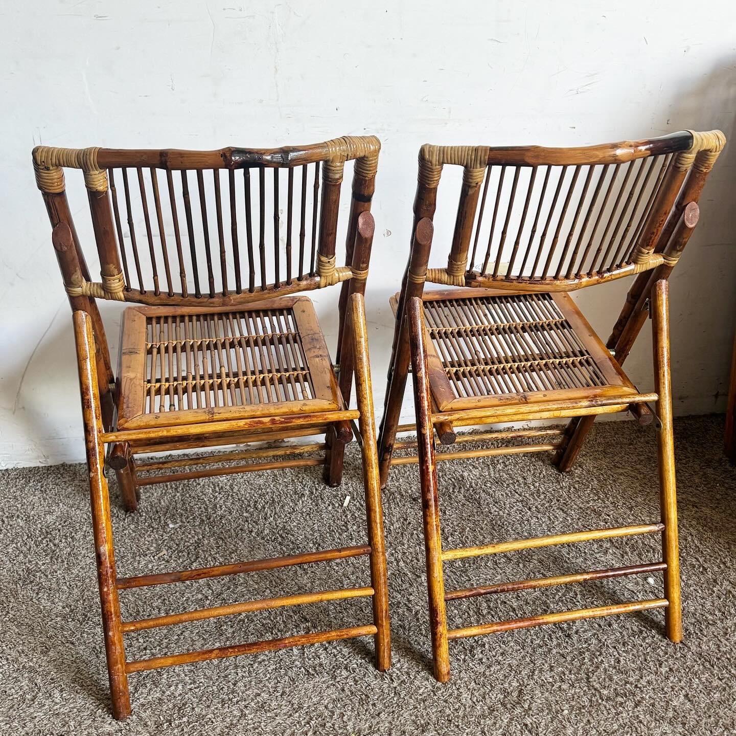 Boho Chic Rattan-Esszimmerstühle mit klappbarer Platte und gebrannter Oberfläche - 6er-Set im Angebot 3