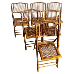 Chaises de salle à manger pliantes Boho Chic en rotin finition brûlée - Lot de 6