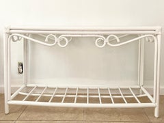 Boho Chic Rattan Console in White Lacquered Finish