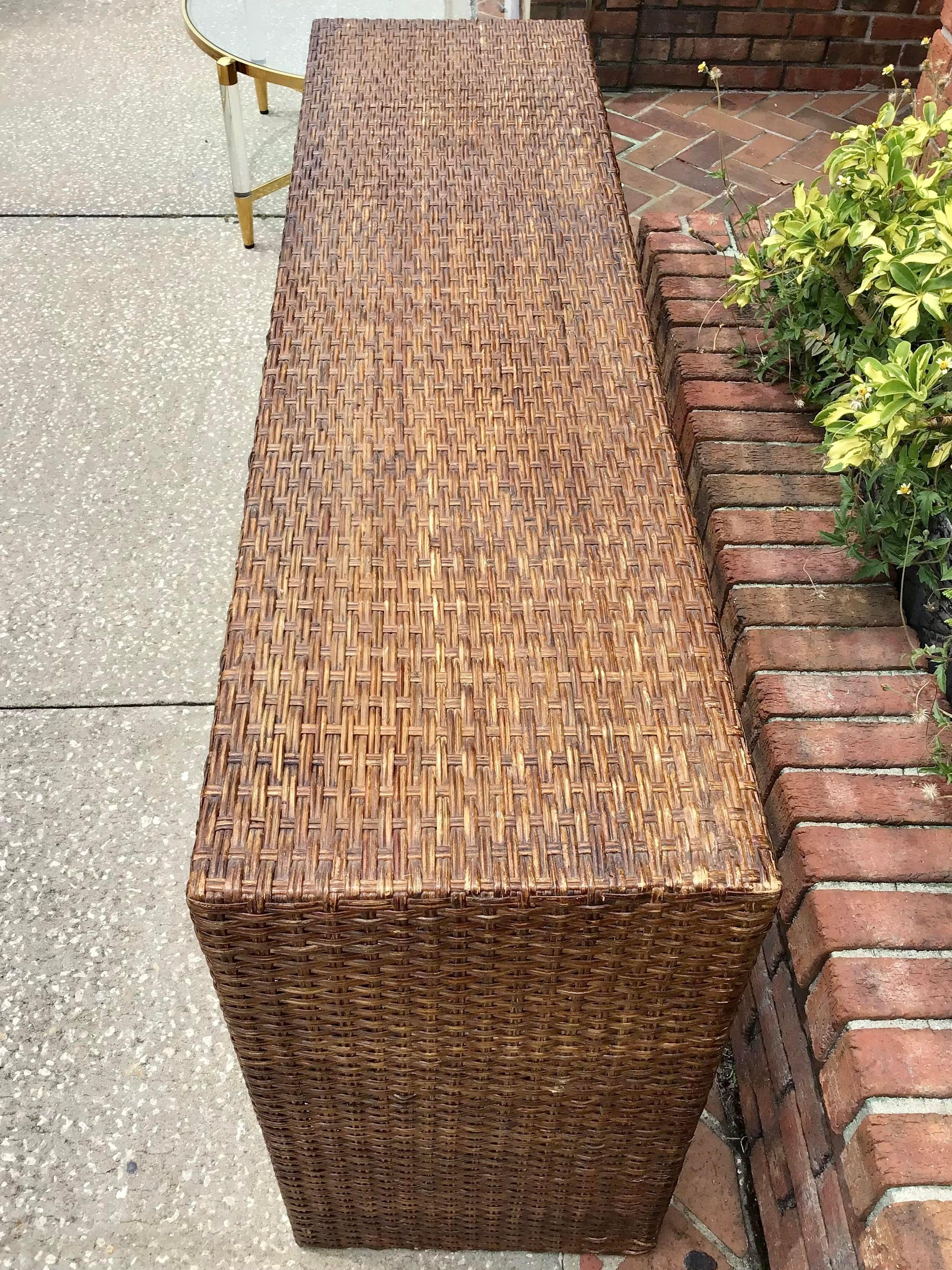Boho Chic Rattan Console Table In Good Condition In Los Angeles, CA